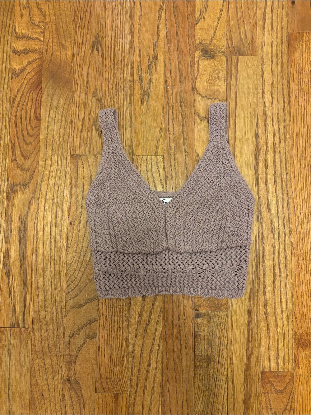 Mauve-Lilac Crochet Knit Bralette Top